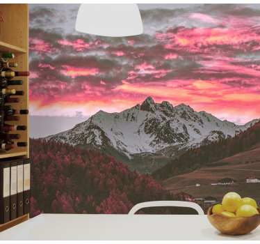 Papel mural montaña atardecer impresionante - TenVinilo