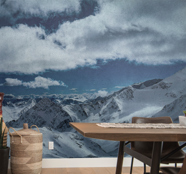 Papel mural montaña cumbres nevadas - TenVinilo