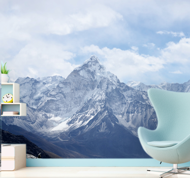 Papel mural montaña cumbres nevadas majestuosas - TenVinilo