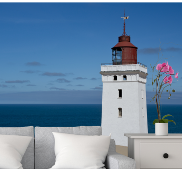 Papel mural montaña faro junto al océano - TenVinilo