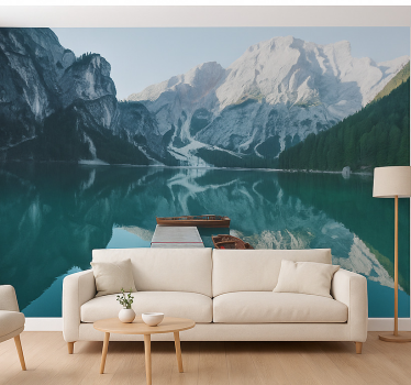 Papel mural montaña lago di braies, dolomitas - TenVinilo