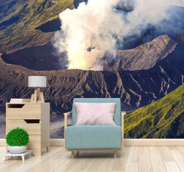 Papel mural montaña majestuosa erupción volcánica - TenVinilo