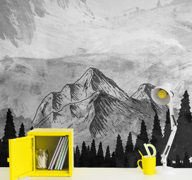 Papel mural montaña majestuosos picos grises - TenVinilo