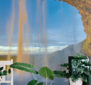 Papel mural montaña mirador de la cascada majestuosa - TenVinilo