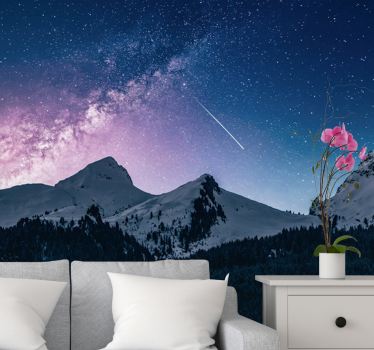 Papel mural montaña noche estrellada majestuosa - TenVinilo