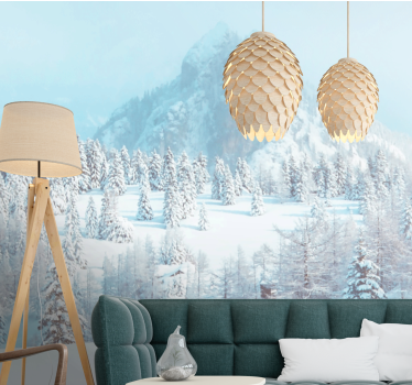 Papel mural montaña paisaje de picos helados - TenVinilo
