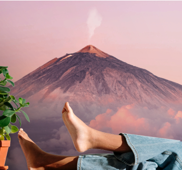 Papel mural montaña pico del volcán humeante - TenVinilo