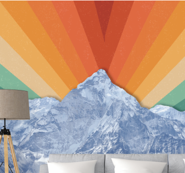 Papel mural montaña picos de montaña al amanecer - TenVinilo