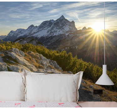 Papel mural montaña picos del amanecer majestuoso - TenVinilo