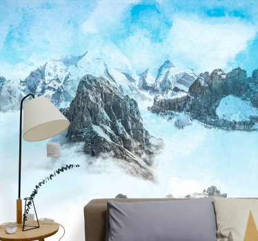 Papel mural montaña picos helados majestuosos - TenVinilo