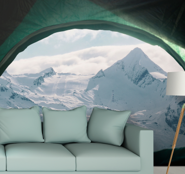 Papel mural montaña picos nevados majestuosos - TenVinilo