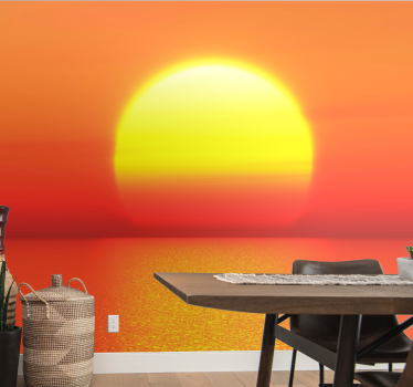 Papel mural montaña reflejo del atardecer - TenVinilo
