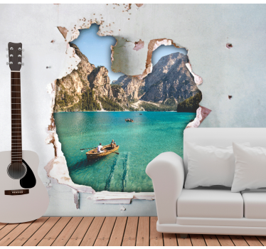 Papel mural montaña vista al lago impresionante - TenVinilo