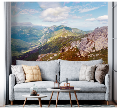 Papel mural montaña vista panorámica de montañas - TenVinilo