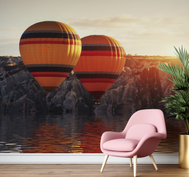 Papel mural naturaleza aire caliente flotante - TenVinilo