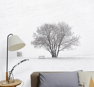 Papel mural naturaleza Árbol solitario nevado - TenVinilo
