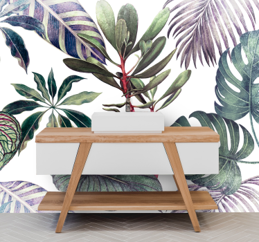 Papel mural naturaleza arreglo de follaje tropical - TenVinilo