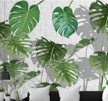 Papel mural naturaleza arreglo de hojas monstera - TenVinilo