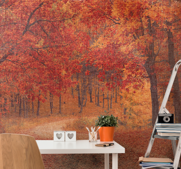 Papel mural naturaleza camino rústico de otoño - TenVinilo