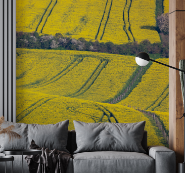 Papel mural naturaleza campos amarillos vibrantes - TenVinilo