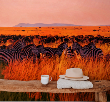 Papel mural naturaleza cebras en el serengeti - TenVinilo