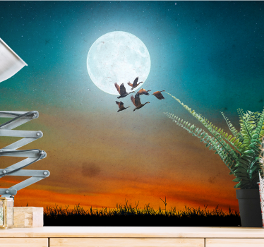 Papel mural naturaleza cielo nocturno aves - TenVinilo