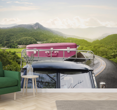 Papel mural naturaleza coche estilo vintage - TenVinilo