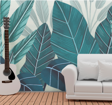 Papel mural naturaleza componentes de follaje tropical - TenVinilo
