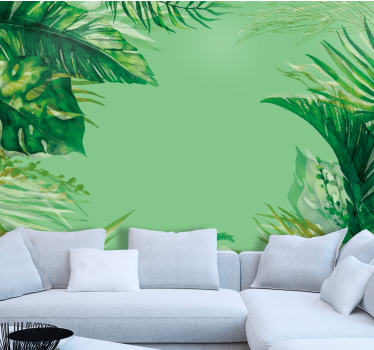 Papel mural naturaleza composición de follaje tropical - TenVinilo