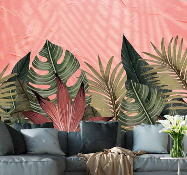 Papel mural naturaleza conjunto de hojas tropicales - TenVinilo