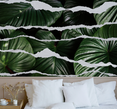 Papel mural naturaleza diseño de hojas lujosas - TenVinilo