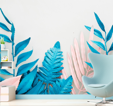 Papel mural naturaleza diseño de hojas tropicales - TenVinilo