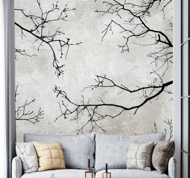 Papel mural naturaleza diseño de silueta de rama - TenVinilo