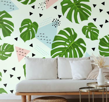 Papel mural naturaleza diseño de vegetación exuberante - TenVinilo