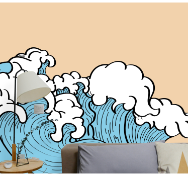 Papel mural naturaleza diseño olas del océano - TenVinilo