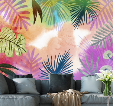 Papel mural naturaleza diseños de follaje tropical - TenVinilo
