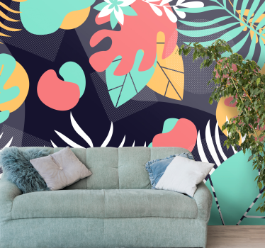 Papel mural naturaleza diseños de hojas tropicales - TenVinilo
