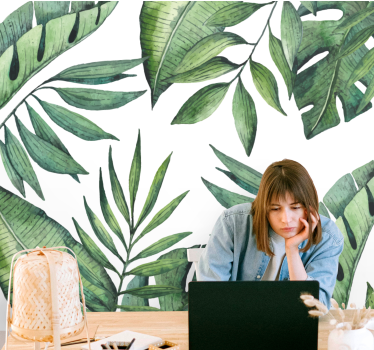 Papel mural naturaleza diseños frondosos exuberantes - TenVinilo