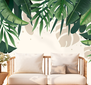 Papel mural naturaleza dosel de hojas tropicales - TenVinilo