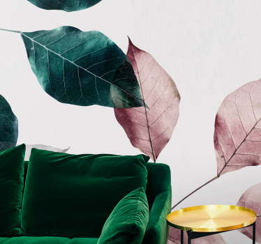 Papel mural naturaleza elementos de hojas elegantes - TenVinilo
