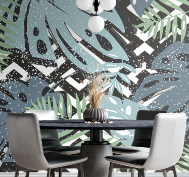 Papel mural naturaleza elementos de hojas tropicales - TenVinilo
