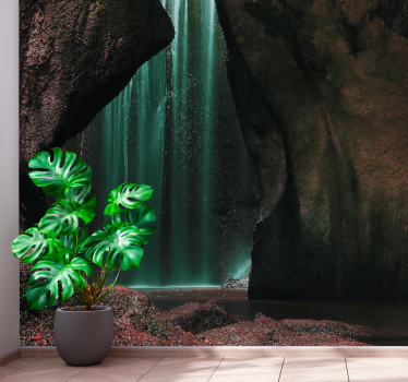 Papel mural naturaleza escena de cascada tropical - TenVinilo