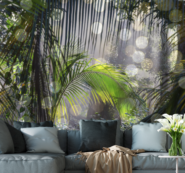 Papel mural selva escena de vegetación exuberante - TenVinilo