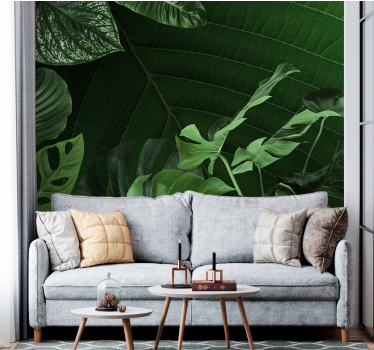 Papel mural naturaleza follaje verde exuberante - TenVinilo