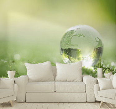Papel mural naturaleza globo sobre hierba - TenVinilo