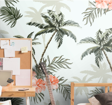 Papel mural naturaleza hojas de palma tropicales - TenVinilo