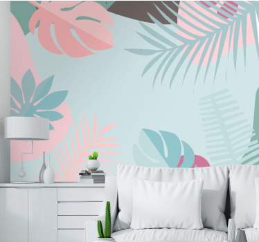 Papel mural naturaleza hojas tropicales - TenVinilo