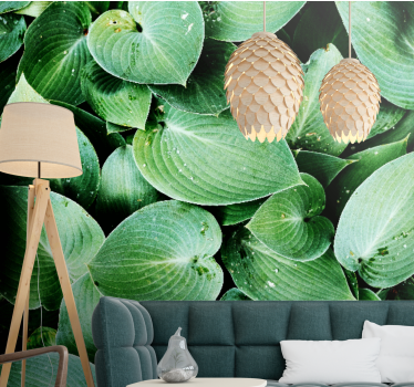 Papel mural naturaleza hojas verdes lujosas - TenVinilo