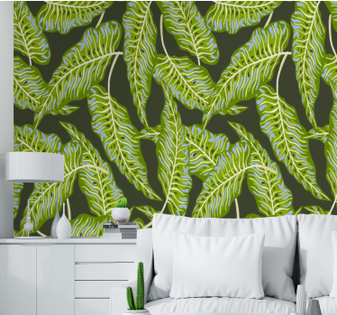 Papel mural naturaleza ilustración de hojas tropicales - TenVinilo