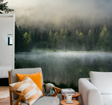 Papel mural naturaleza lago serene y brumoso - TenVinilo